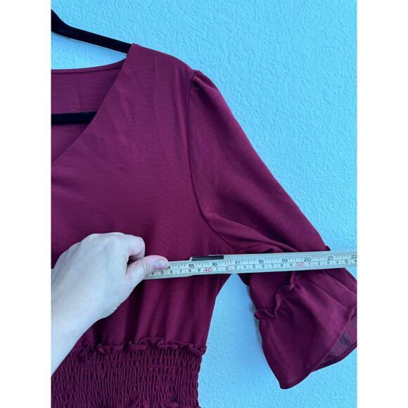 NWOT Women's Red V-Neck Ruffle Boho Cottagecore Dress Medium - Picture 2 of 11